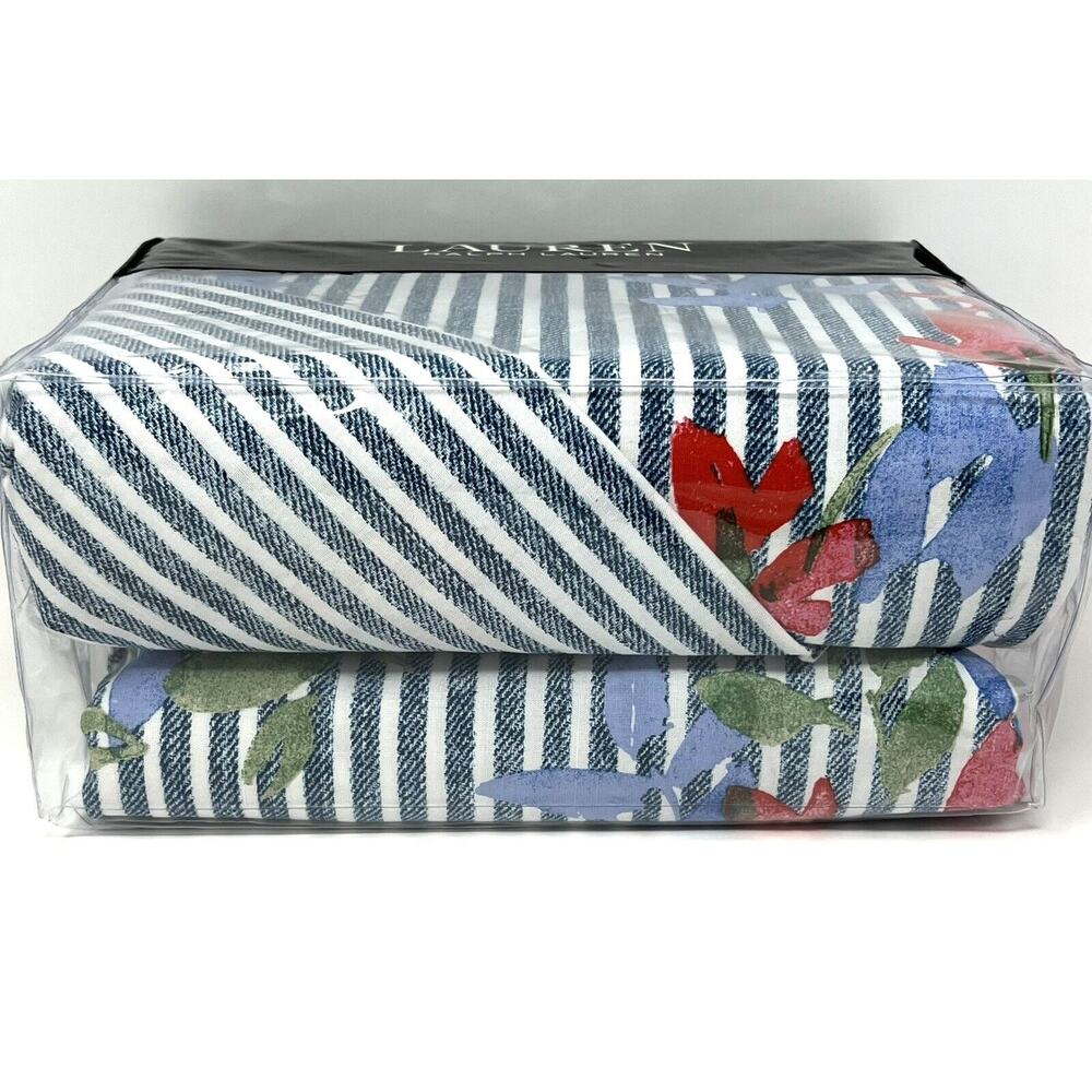Ralph Lauren MAGGIE Floral Stripe KING Duvet Cover Set 2 Pillow Shams NIP - Picture 4 of 11